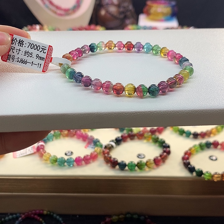 西瓜碧玺手链未镶嵌西瓜手串5.9mm