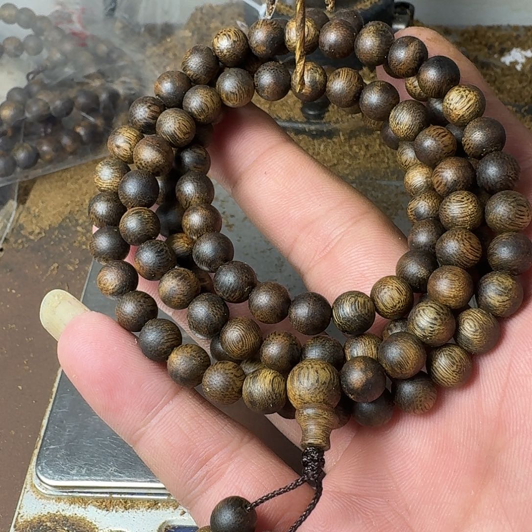 沉香手串我****人绿奇楠沉香卡7规格108颗圆珠21克