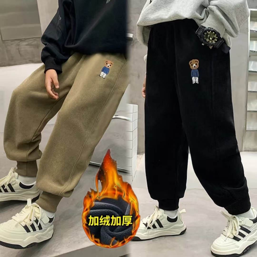 【加绒/不加绒】2025儿童春秋运动裤小中大童时尚休闲裤简约百搭