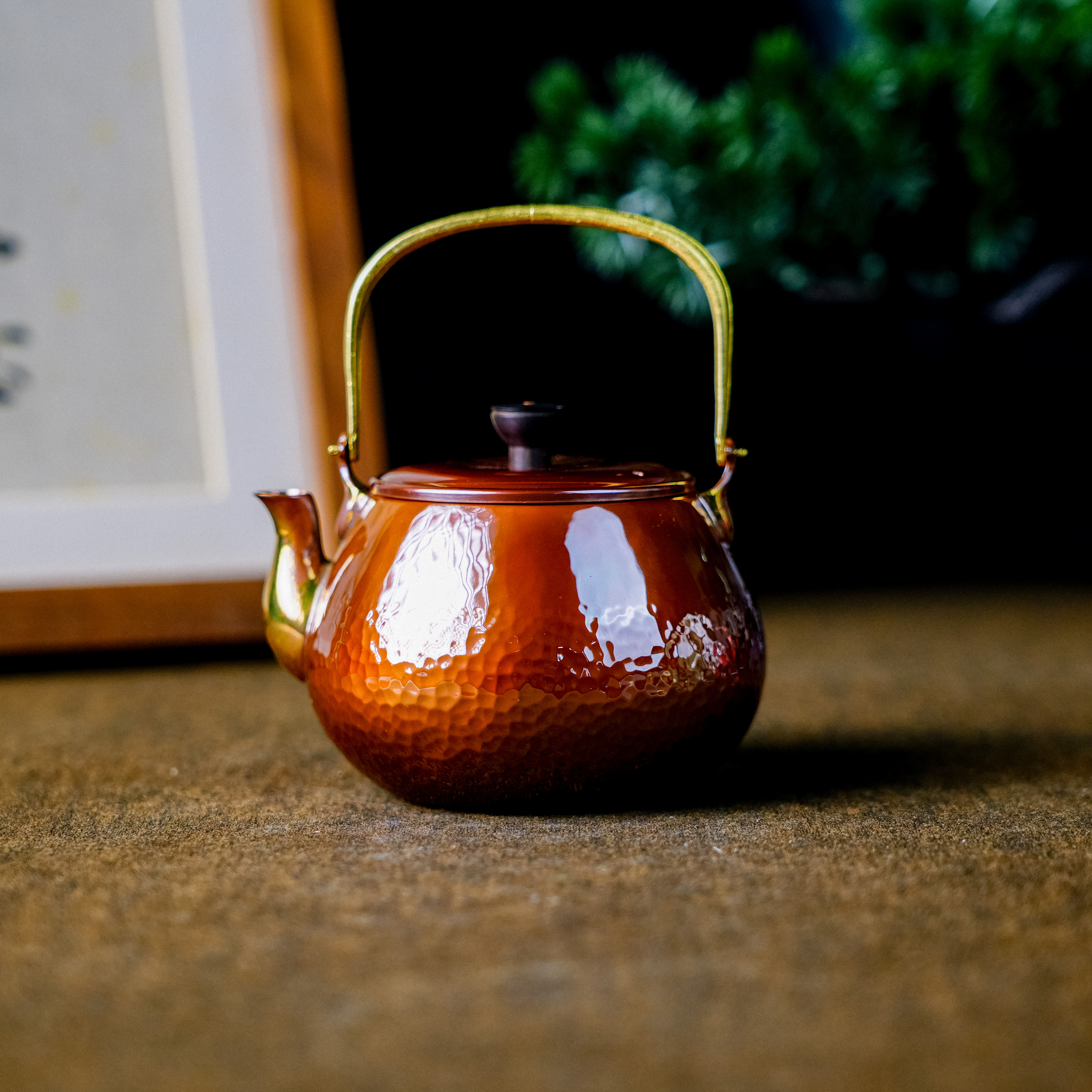 【麦棠】烤色亮面款迷你黄铜提梁小铜壶（麦棠0042）