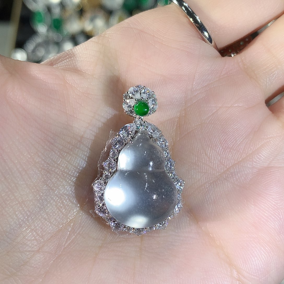 石英质玉银S925镶嵌颈饰