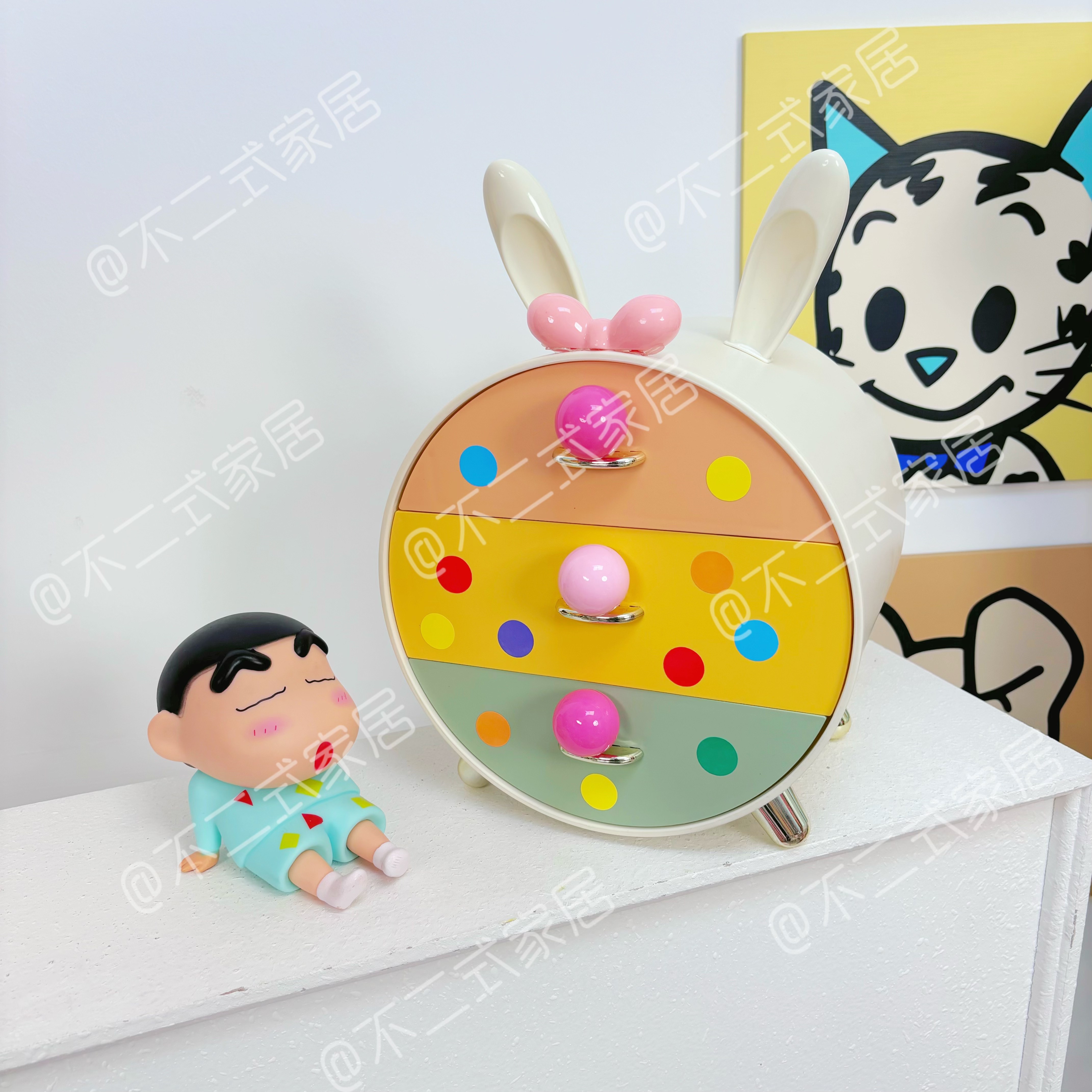 萌兔收纳盒桌面卡通桌面收纳盒发饰饰品化妆品可爱办公室文具家用