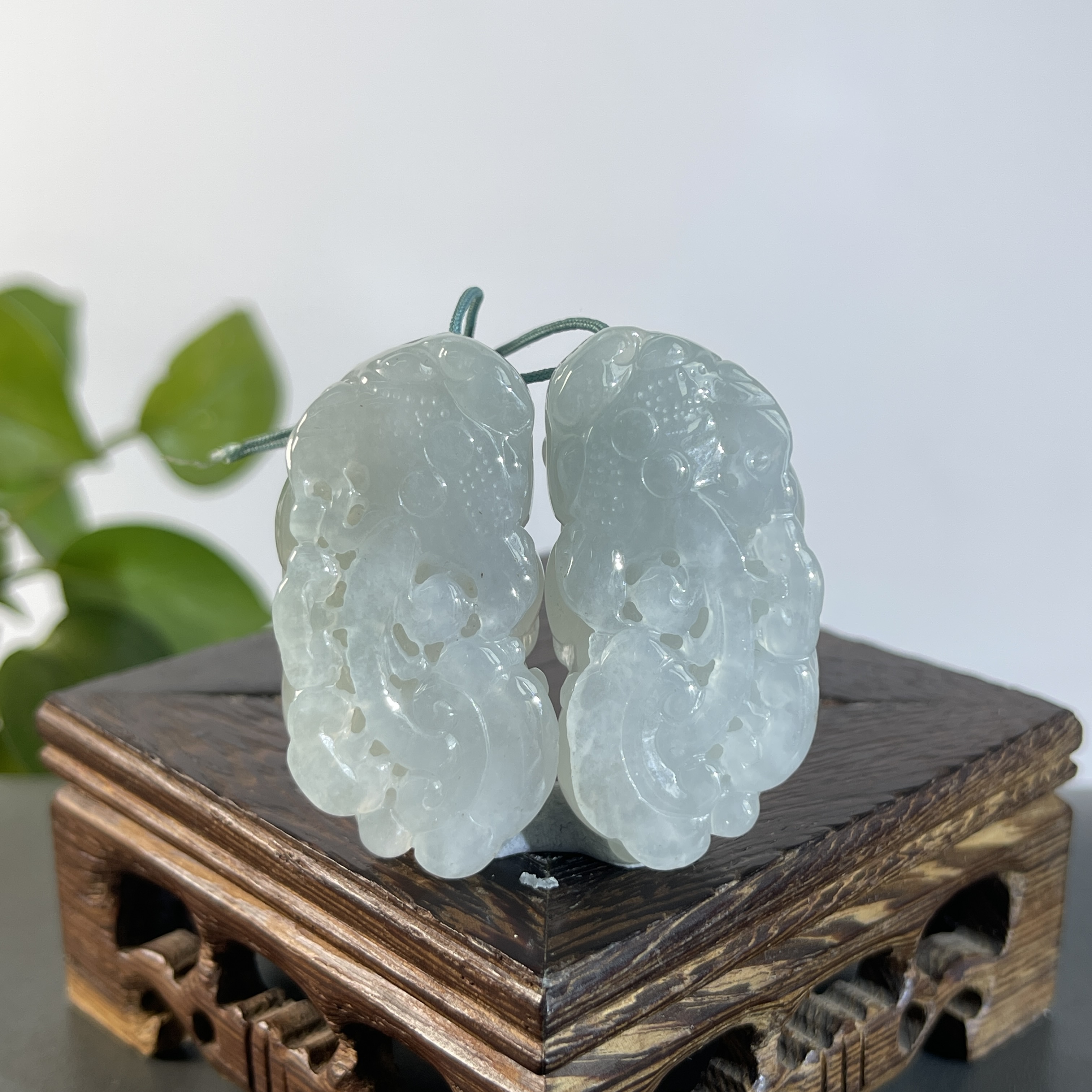 JYW26-105   天然缅甸A货翡翠  貔貅一对