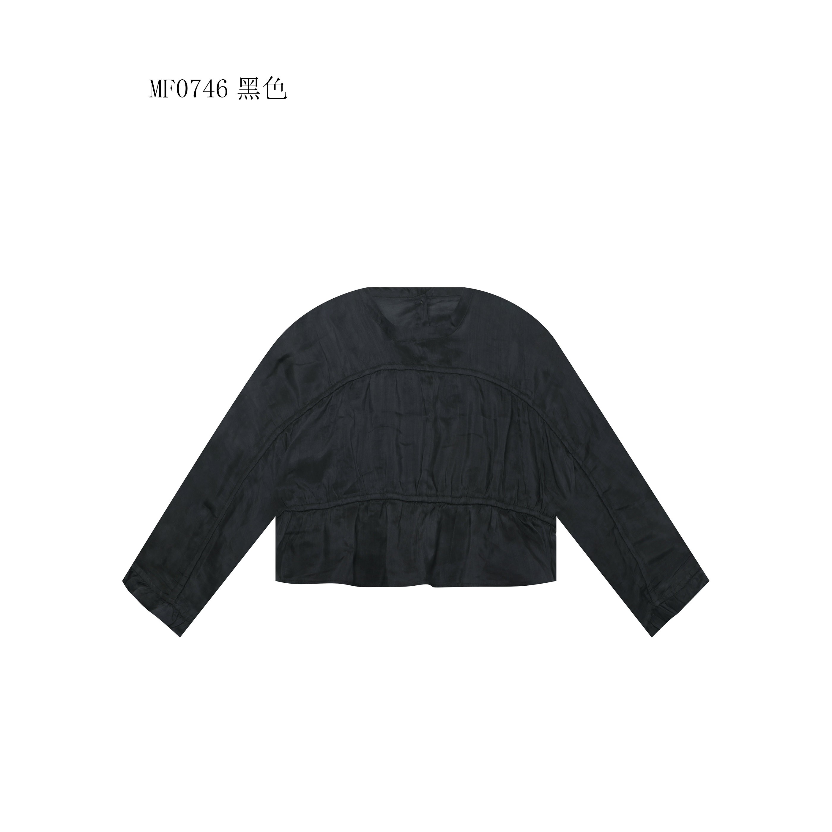 【麻訪家】MF0746黑色文艺复古时尚减龄休闲百搭长袖上衣