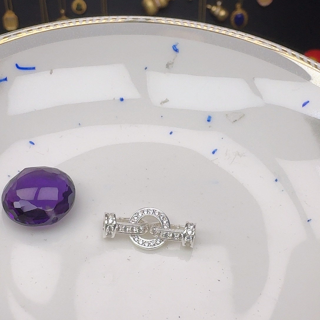 ****云银S925镶嵌颈饰紫晶紫水晶925镶嵌62