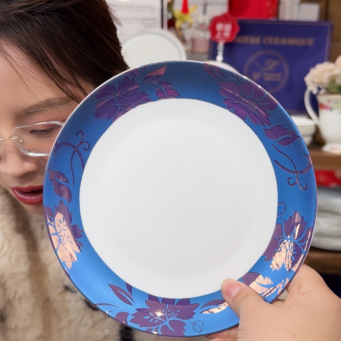 骨瓷高骨瓷8英寸月光盘20cm5个外贸骨瓷