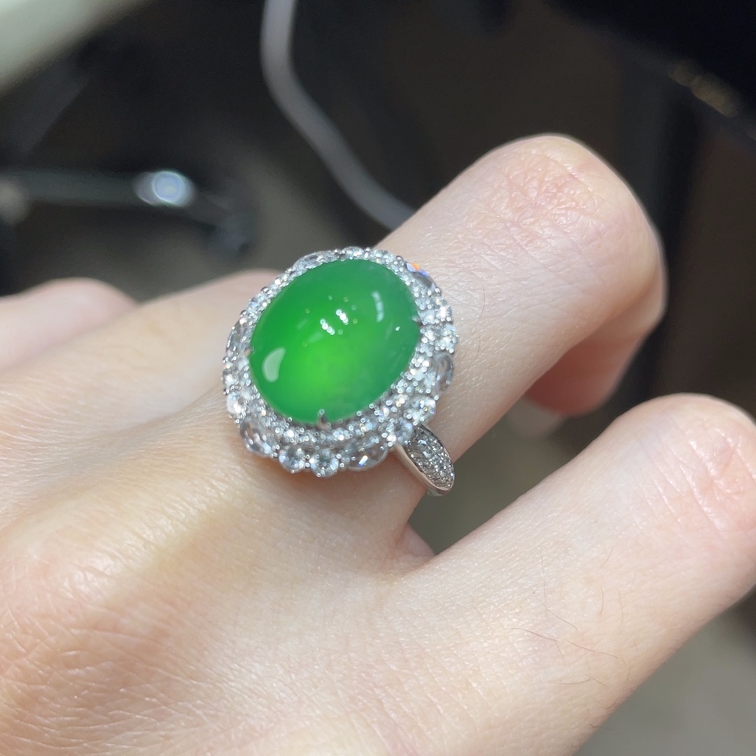 翡翠颈饰18K金镶嵌天然缅甸翡翠a货