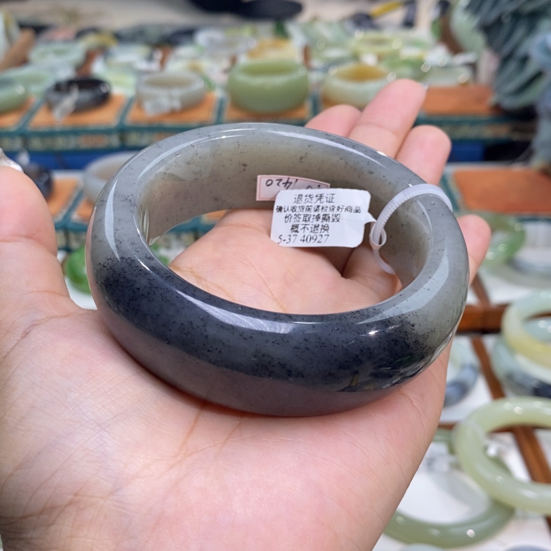 和田玉未镶嵌手镯和田玉籽青花6061