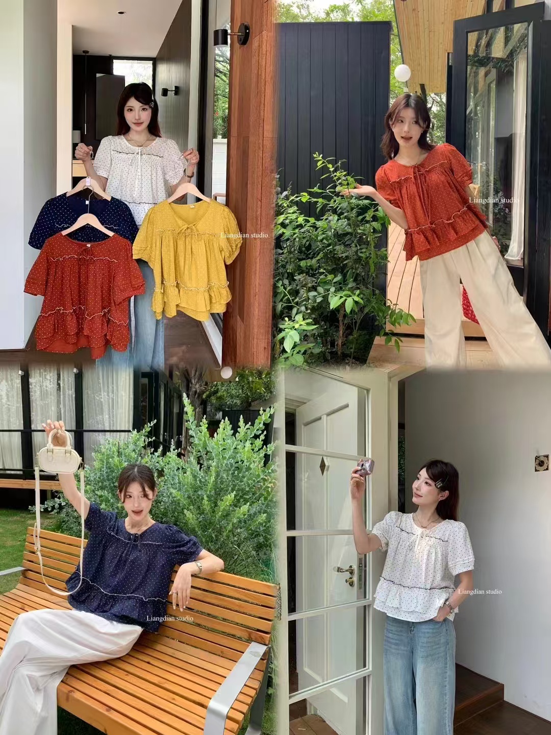 夏季常规系带木耳纯色泡泡袖衬衫褶皱休闲时尚女装洋气韩版