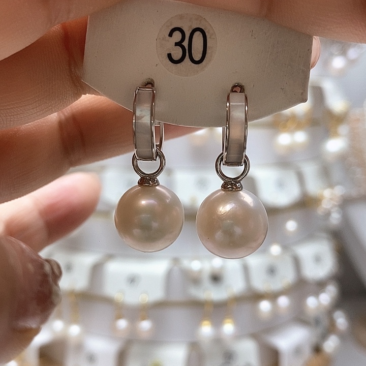 淡水珍珠耳饰银S925镶嵌