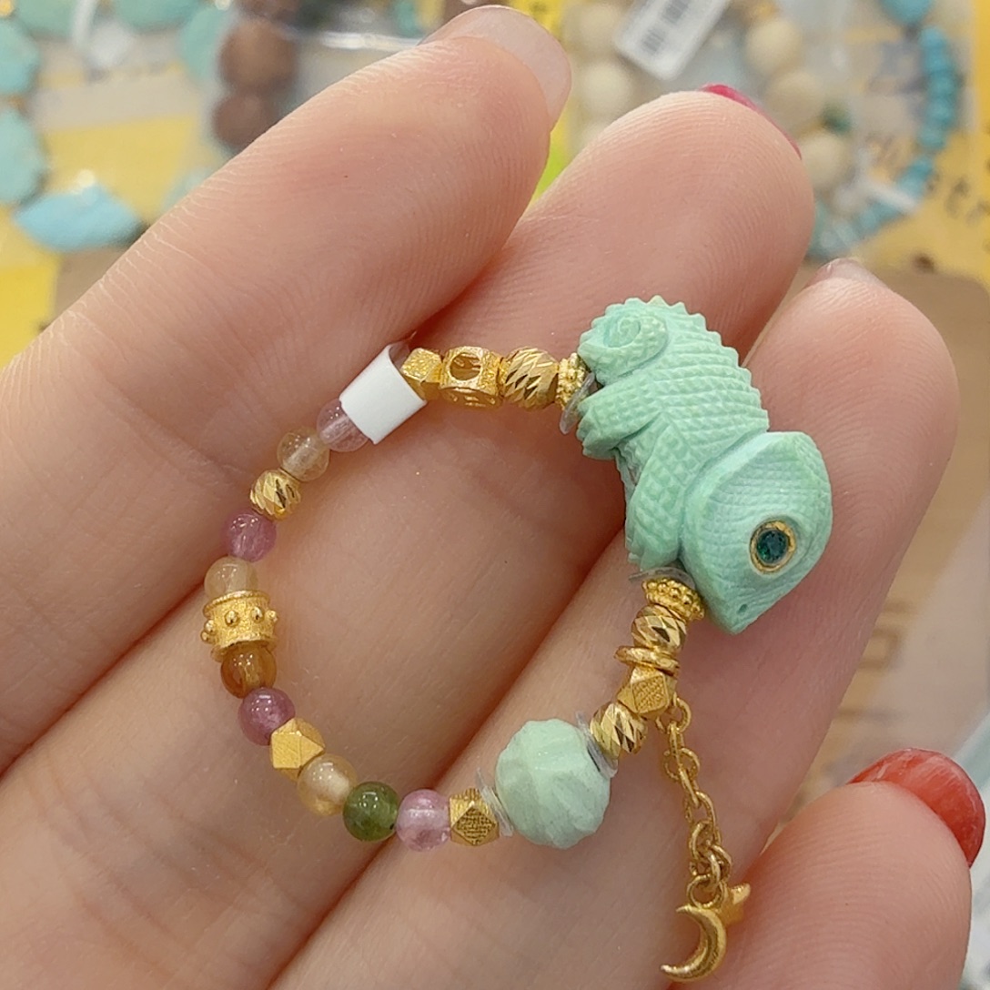 绿松石18K金镶嵌珠宝奇石