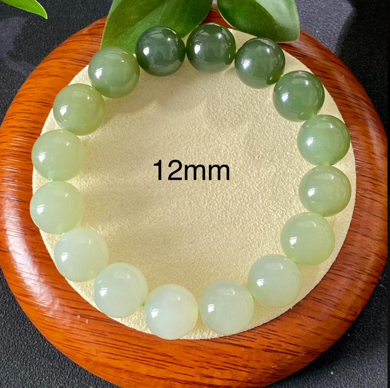 和田玉湖水绿渐变色手串卡12气质百搭款