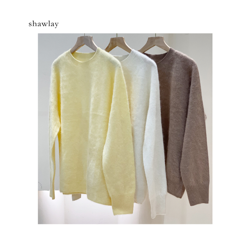绵羊毛简约圆领秋冬拉毛羊毛羊绒套头衫CL3933