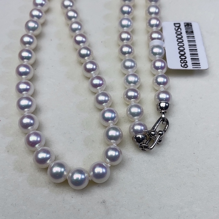 颈饰银S925镶嵌淡水珍珠卡7➕高品极强光白炫天女粉毕业级