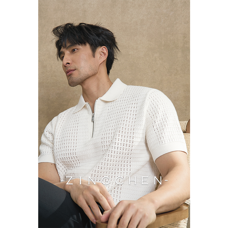 【六股长绒棉】ZINGCHEN春夏重磅针织拉链男士polo衫轻奢高级感