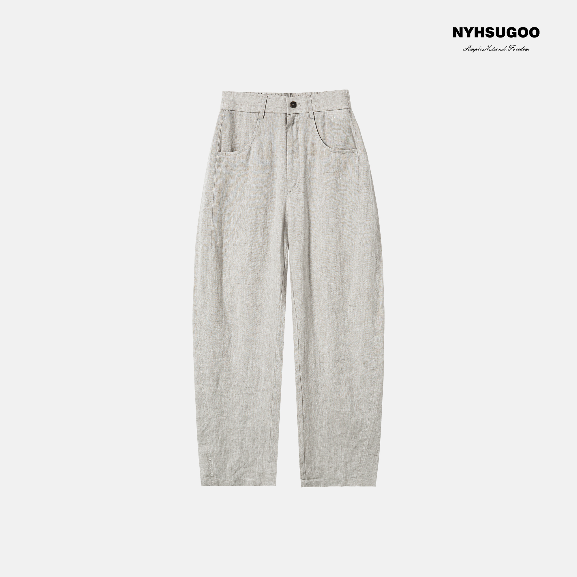 NYHSUGOO/南乙100%亚麻原色休闲长裤夏季天然面料3803男士休闲裤