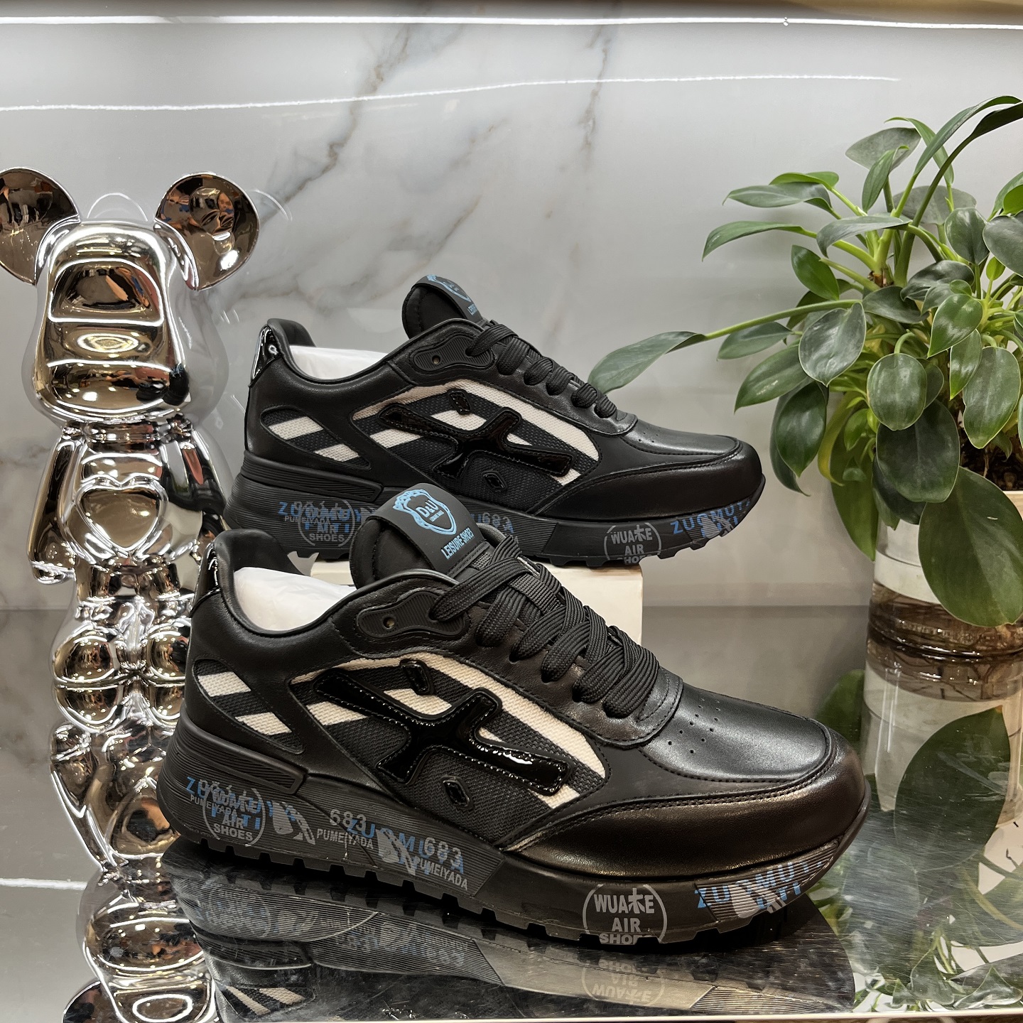 欧洲站2025头层牛皮网布拼接户外运动时尚高端百搭休闲男士潮鞋