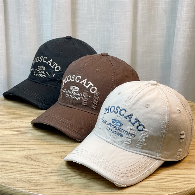 式复古刺绣字母棒球帽男女同款春秋遮阳帽弯檐遮脸显小鸭舌帽潮0