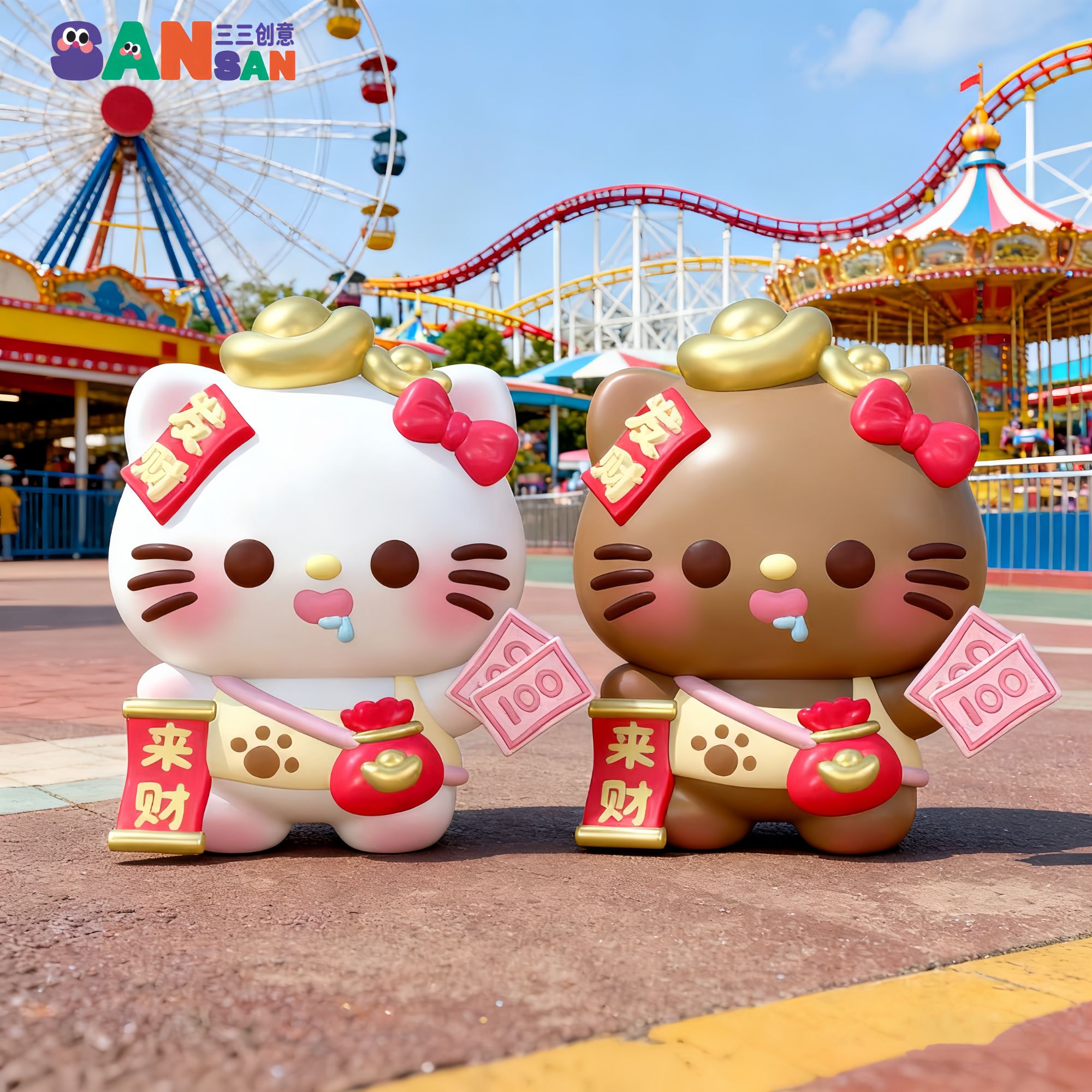 【发财Kitty】立体树脂diy配件饰品创意摆件