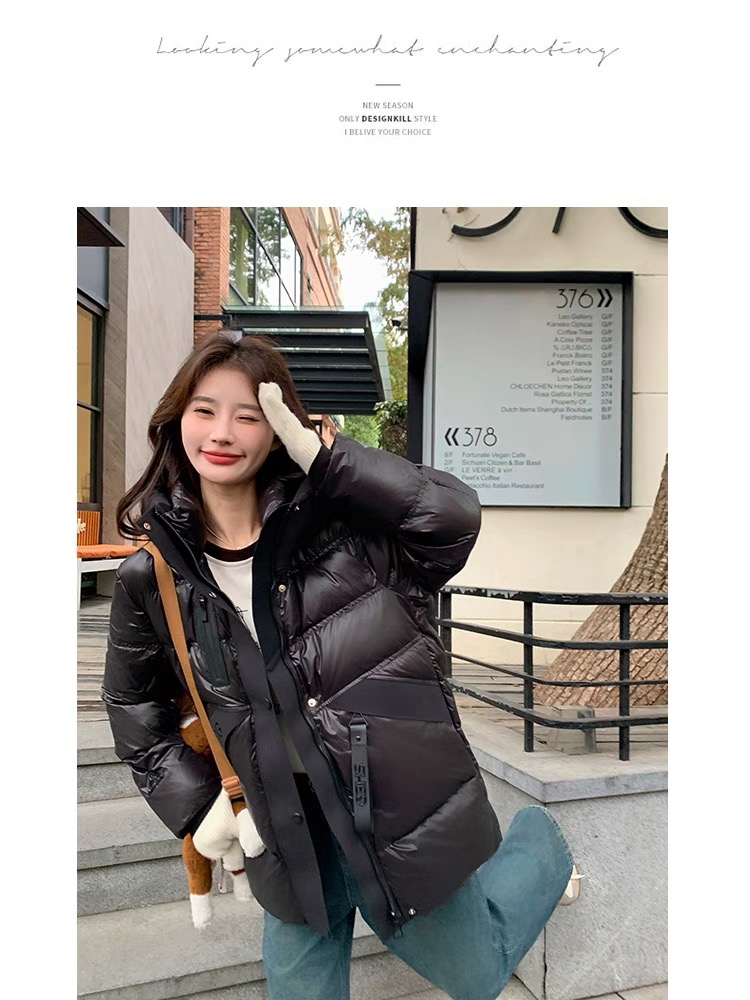 黑尊短宽松型长袖连帽优等品拉链短款厚款