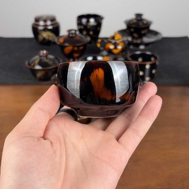 瓷玳瑁釉高足禅定杯