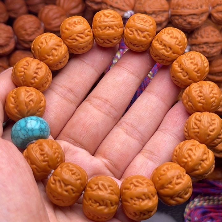 猴头核桃吊坠17麻花串绿