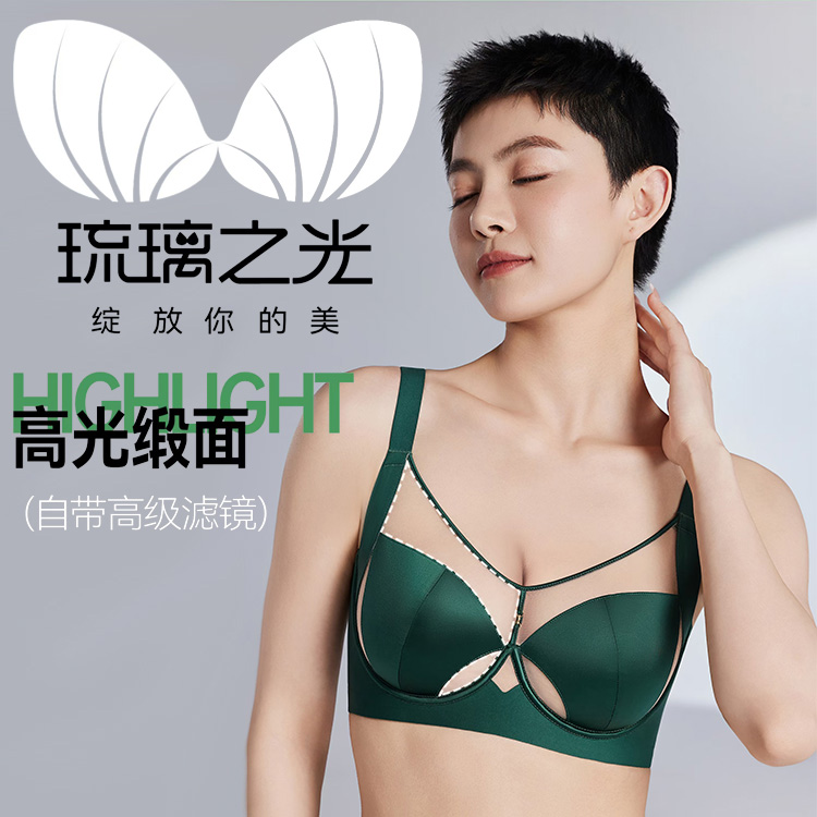 【琉璃之光】超薄轻奢缎面大胸显小文胸收副乳防下垂无痕内衣#8650