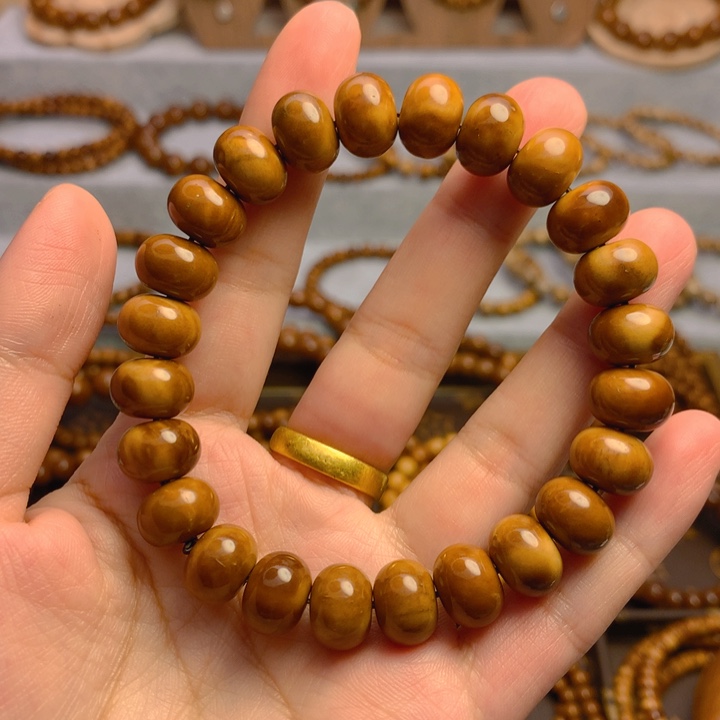 果皮天然库克精挑算盘珠9*12单圈手串