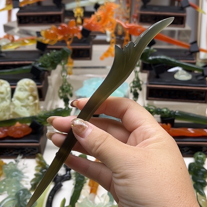 蛇纹石玉岫玉发簪未镶嵌