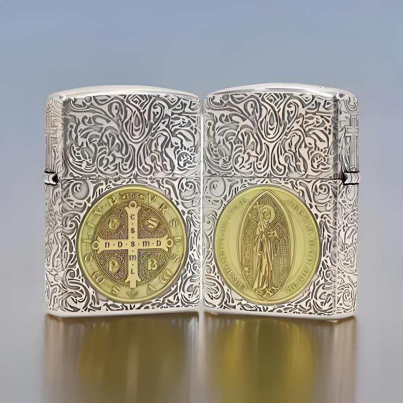 ZIPPO打火机【 康斯坦丁】镀银双色盔甲官方原装煤油防风男士DYJ1