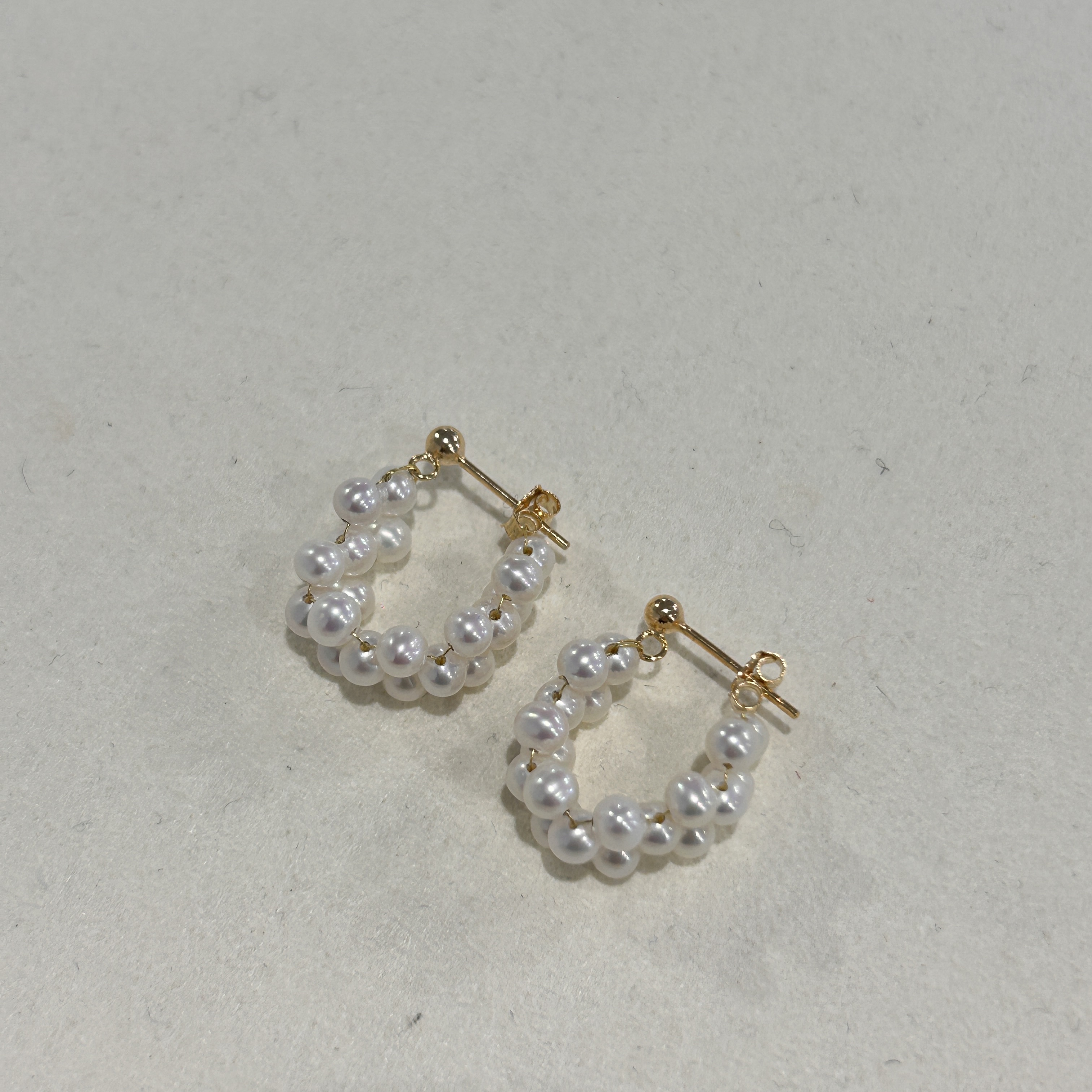 淡水珍珠花环耳环 4-5mm S925银 SD044