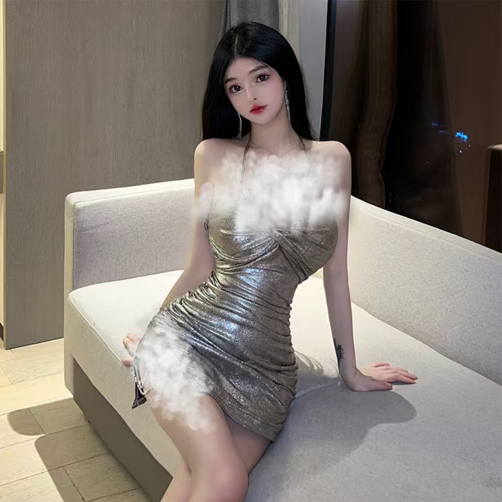 梦绕（80-150斤）大码性感时尚旗袍风显瘦包臀短款睡裙1800修身