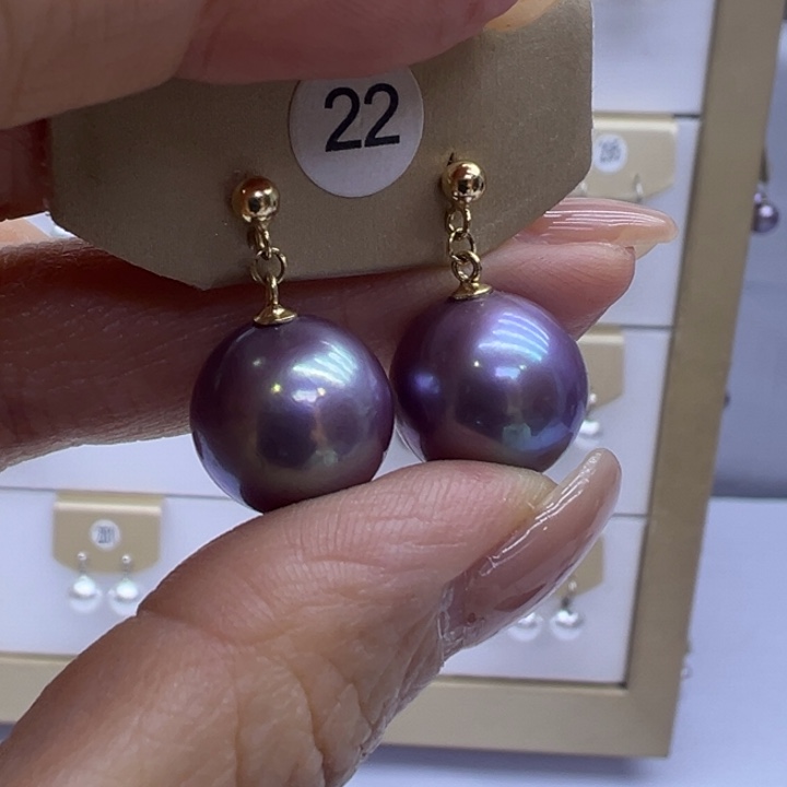 银S925镶嵌淡水珍珠耳饰