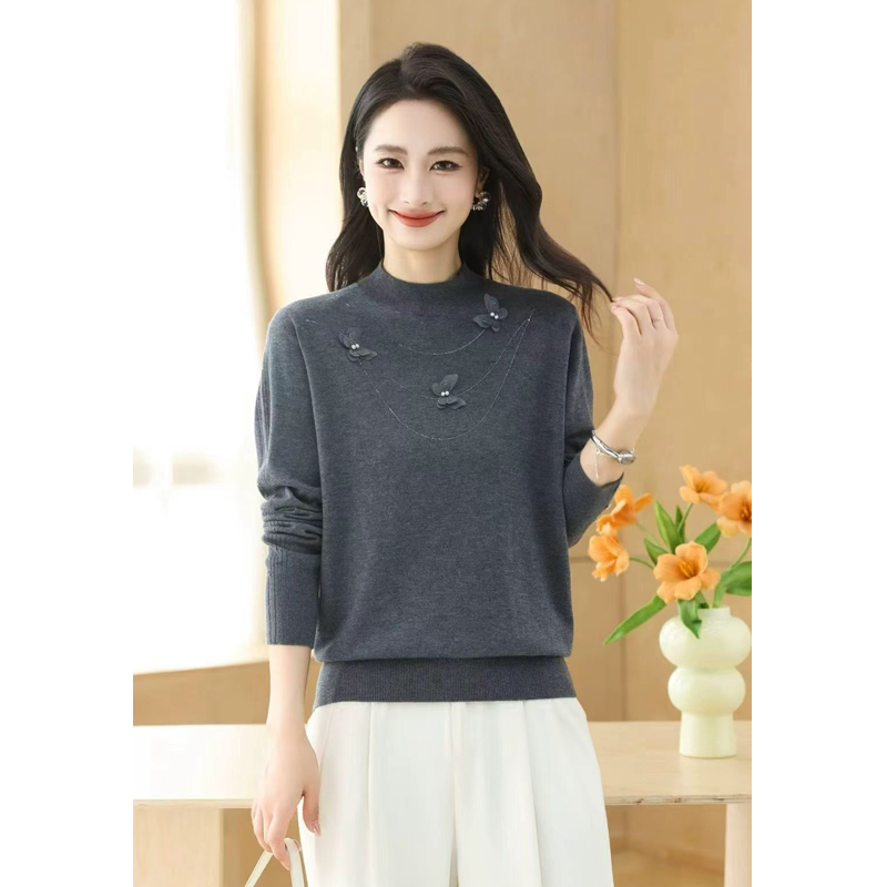 洋气减龄修身显瘦气质优雅针织衫女短款套头打底毛衣