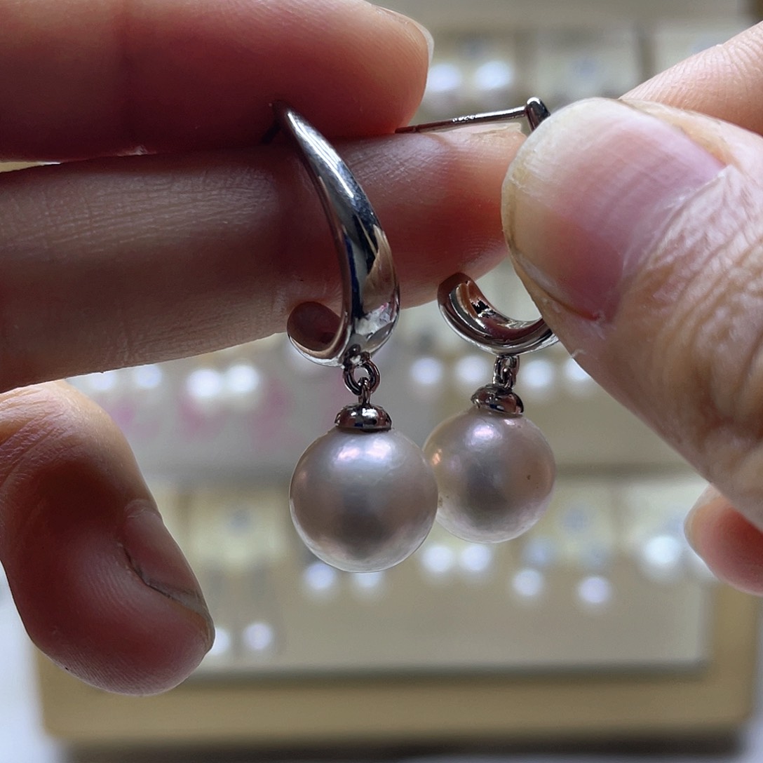 银S925镶嵌淡水珍珠耳饰