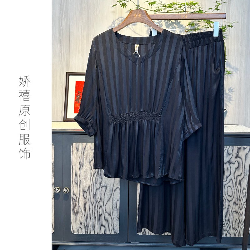 娇禧【月夜】2025春夏新款妈妈装套装宽松显瘦遮肚子气质