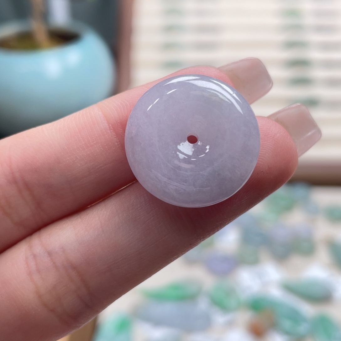 翡翠未镶嵌吊坠(不含链)a07冰紫平安扣