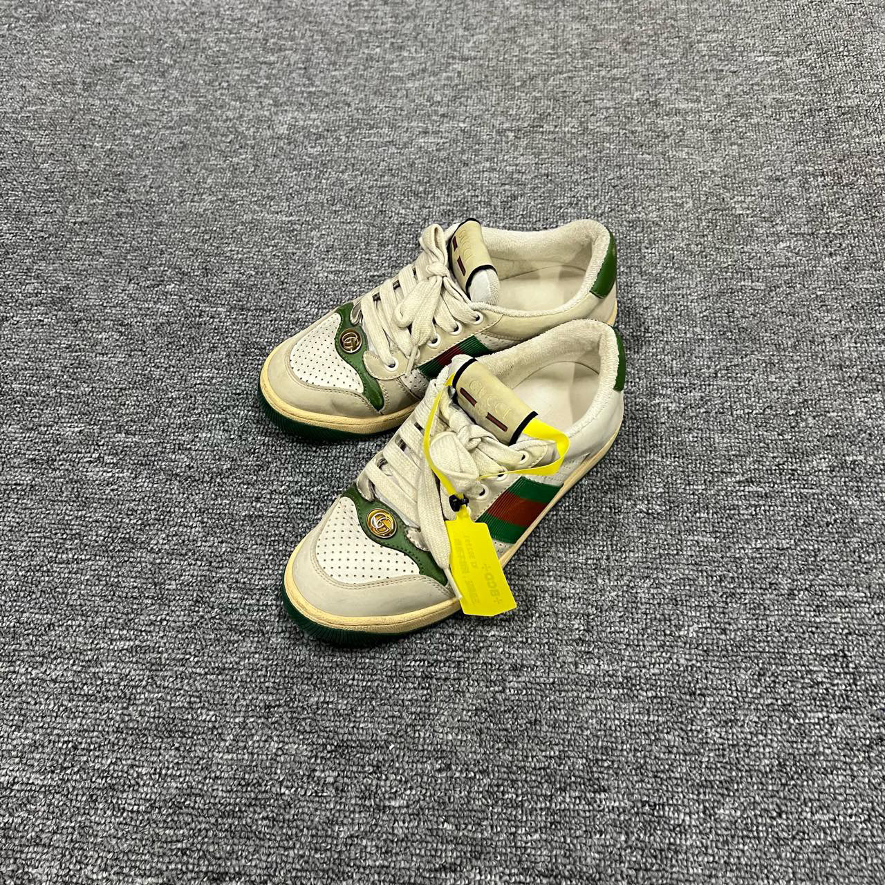 GUCCI 古驰脏脏 棕绿鞋头气孔板鞋 34.5码/95新/无配件