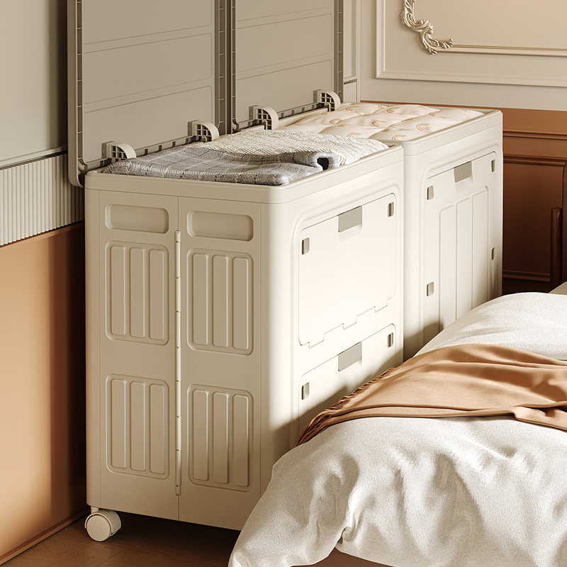 双开门衣服收纳箱整理箱大容量超大家用带轮衣物被子储物柜大号