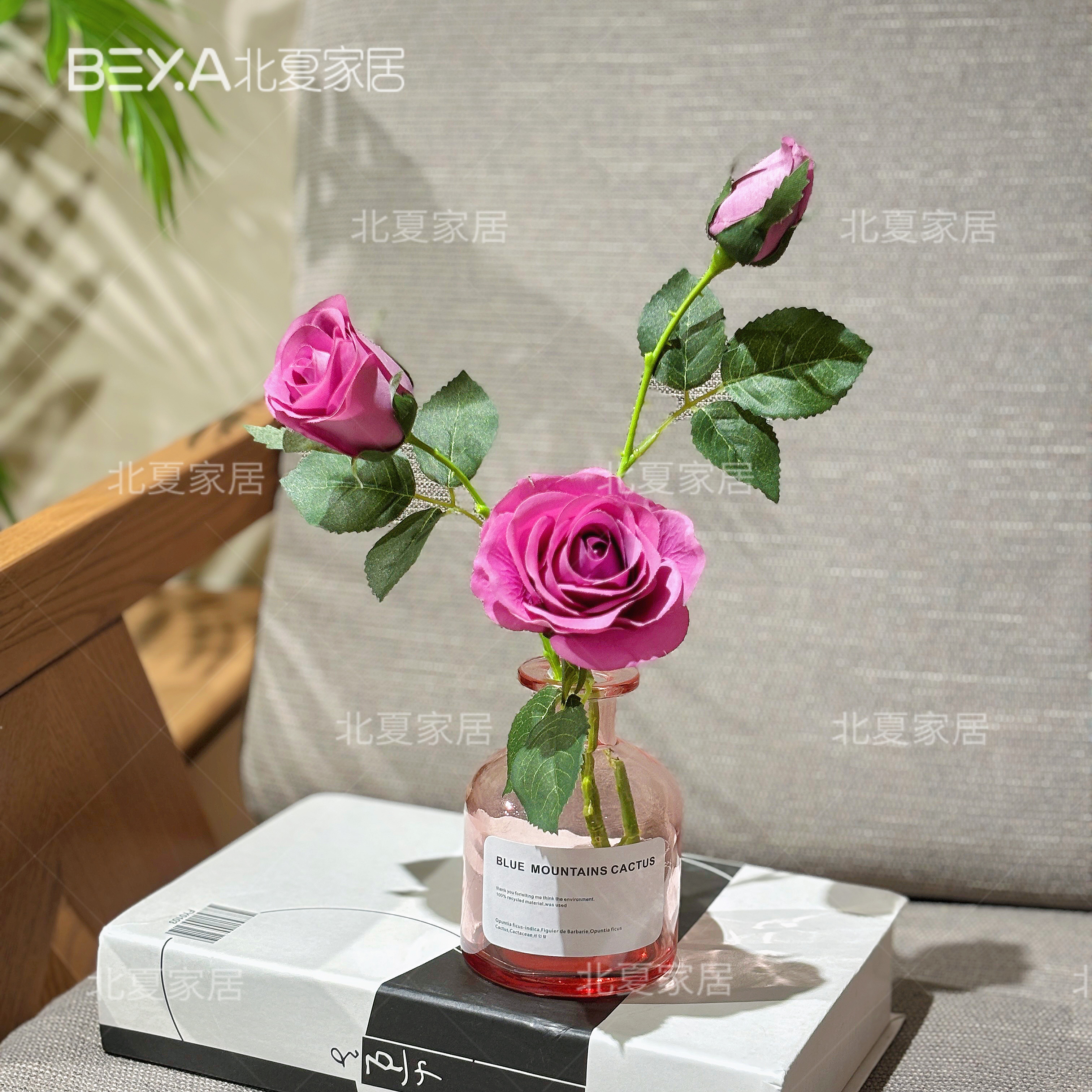 手感保湿玫瑰花假花客厅家居人造花插花干花摆件客厅仿真花摆件