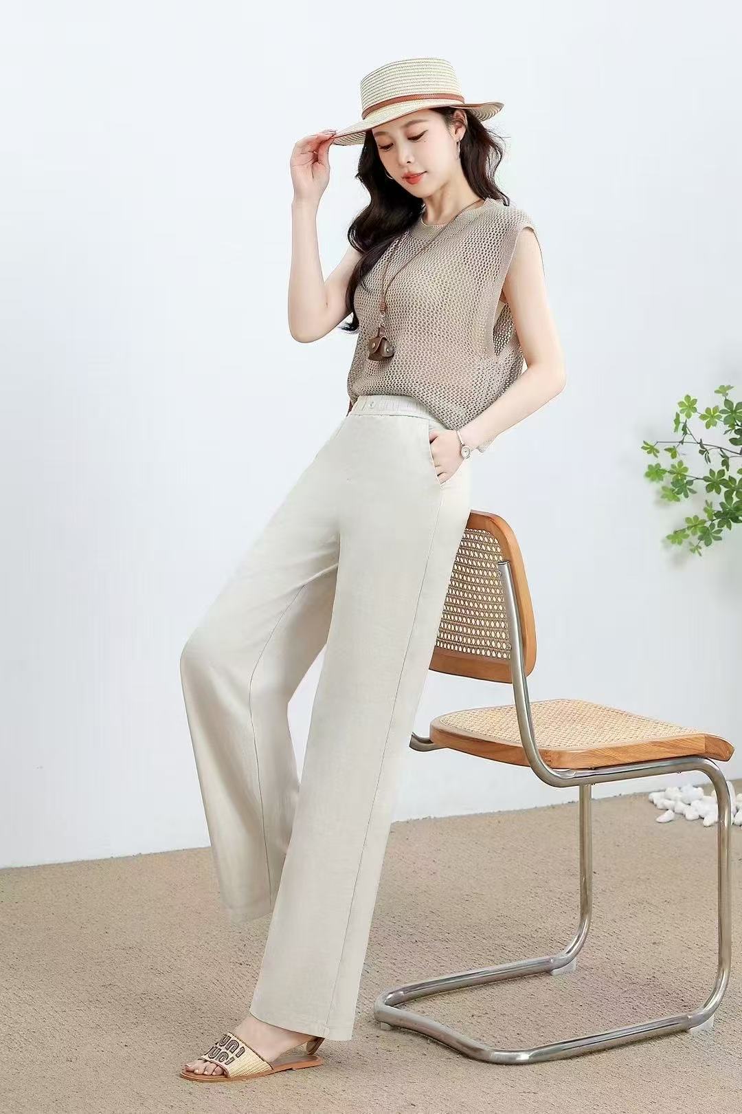 （兄）燕之涵911麻料直筒女裤