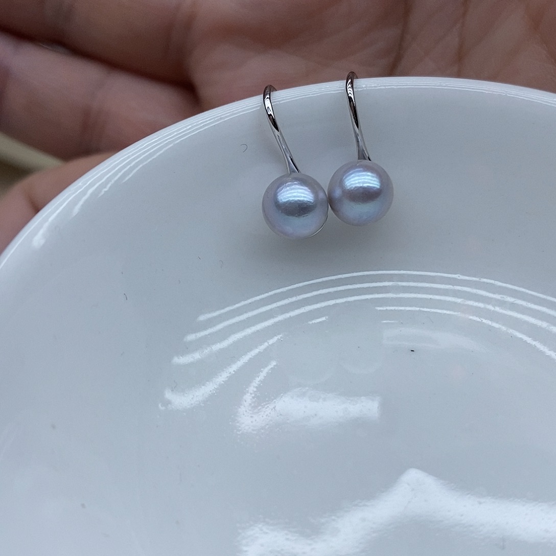 海水珍珠耳饰银S925镶嵌