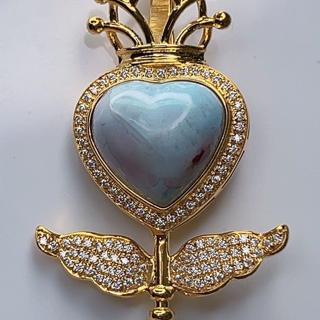 绿松石珠宝奇石18K金镶嵌