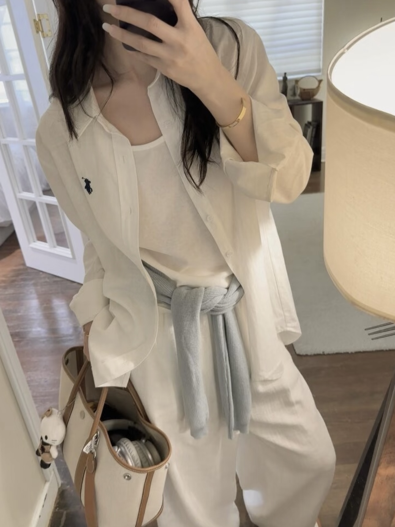 LF小马标亚麻衬衫男女上衣刺绣情侣长袖防晒衬衫春秋季