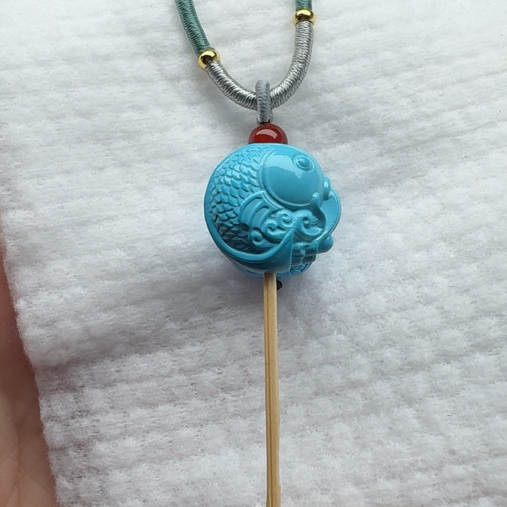 尺寸：17/16/9➕雕刻蓝锦鲤 单珠一颗