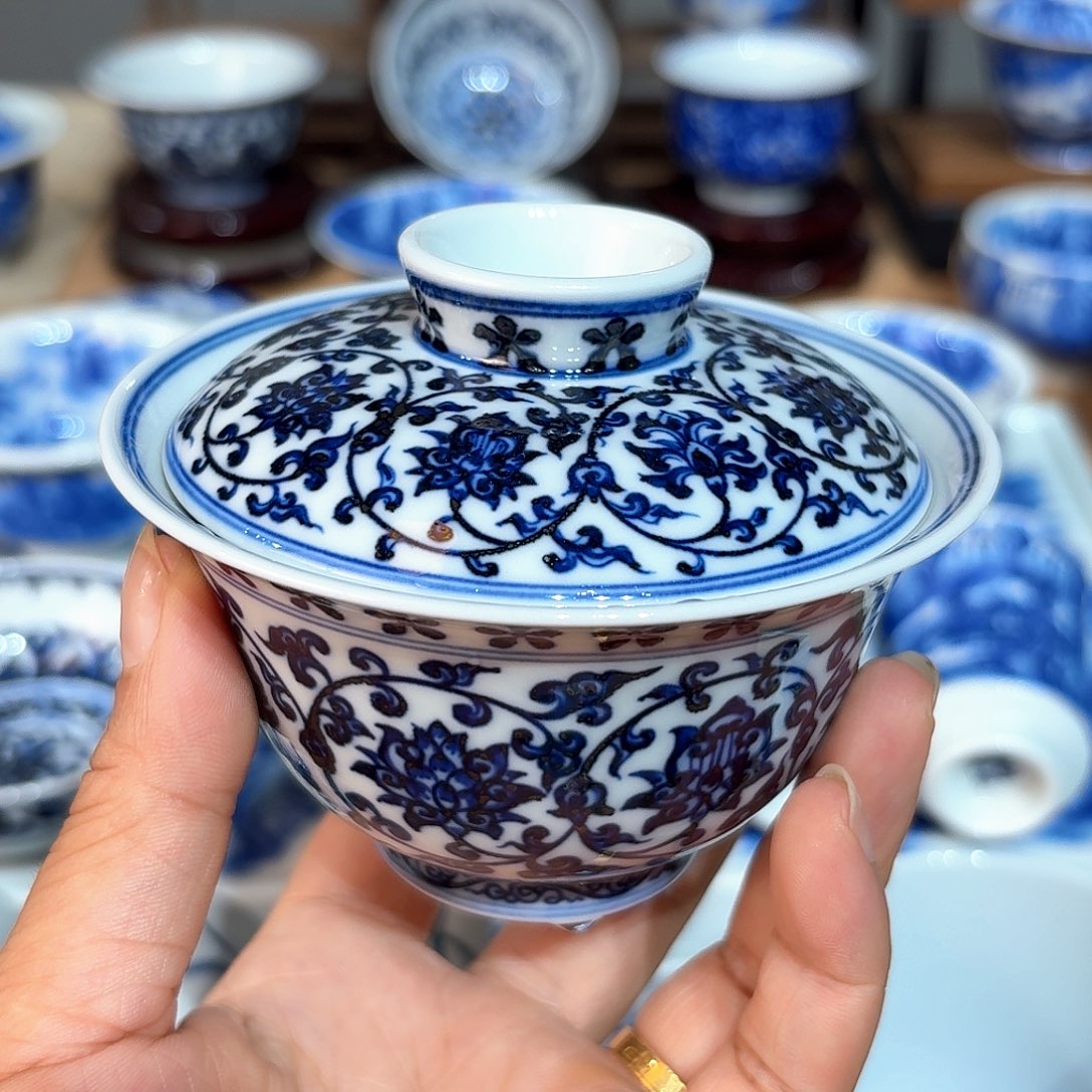 景德镇纯手工手绘盖碗