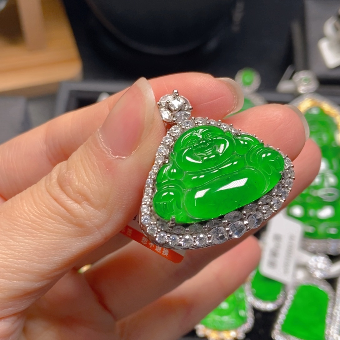 翡翠银S925镶嵌吊坠(不含链)