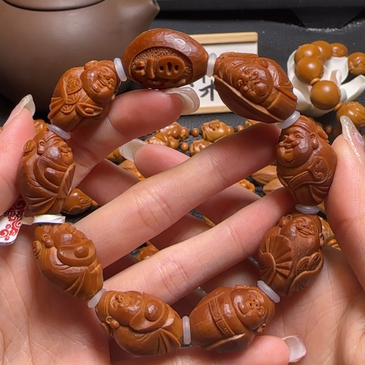 【闪购商品】橄榄核手串钻石面小财神