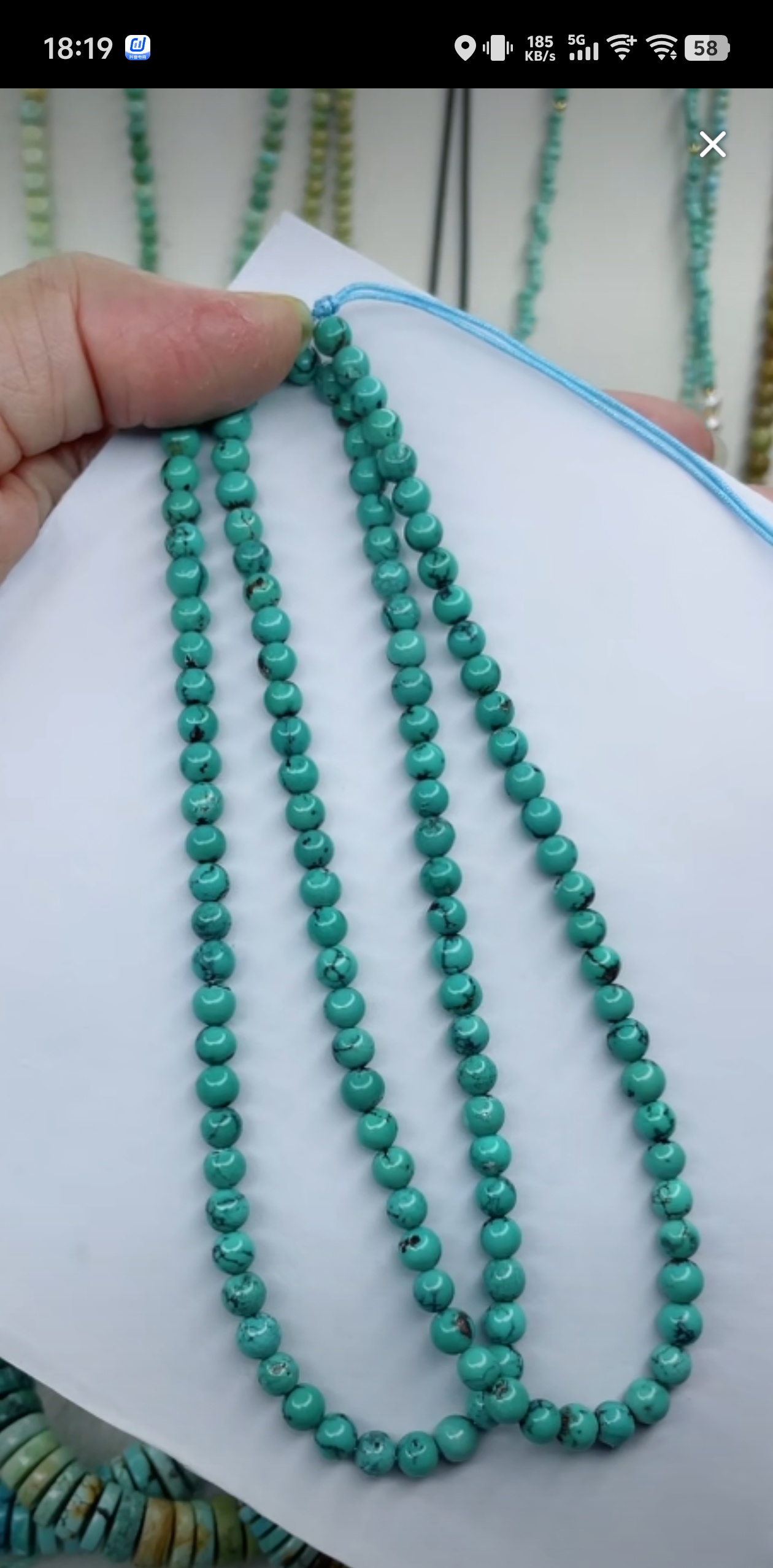 天然原矿绿松石米珠链