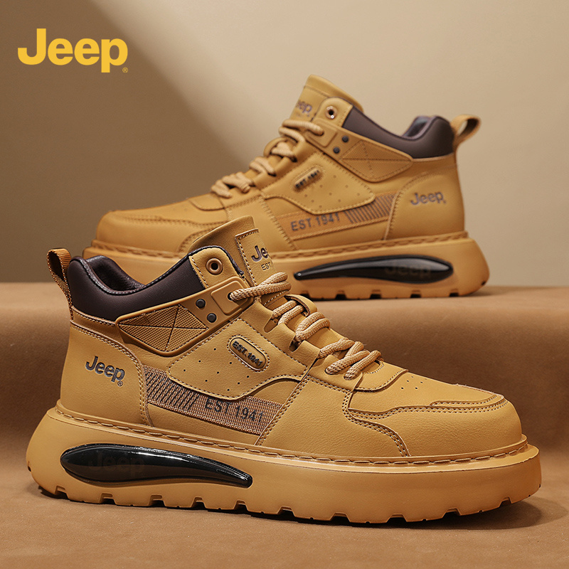 JEEP/吉普马丁靴男士春季户外英伦风大黄靴厚底防滑高帮休闲潮鞋
